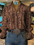 Damen Freizeithemd aus Baumwolle und Leinen mit Paisley-Print