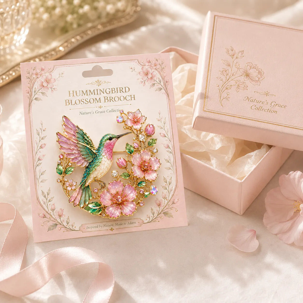 Hummingbird Blossom Brooch