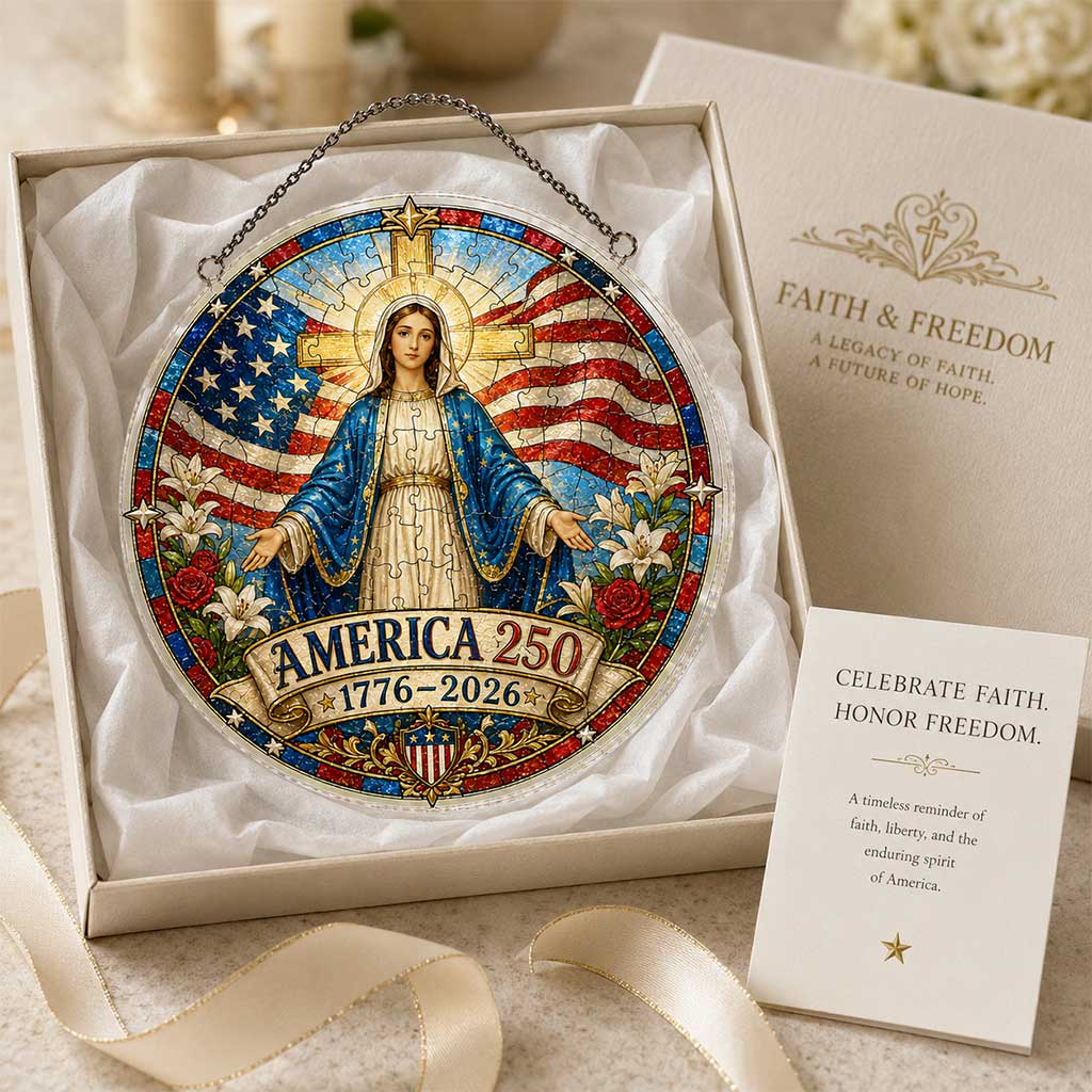America 250 Virgin Mary Acrylic Puzzle Hanging Ornament