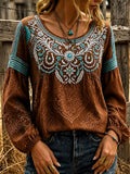 Damen-Top im Vintage-Western-Stil mit Print