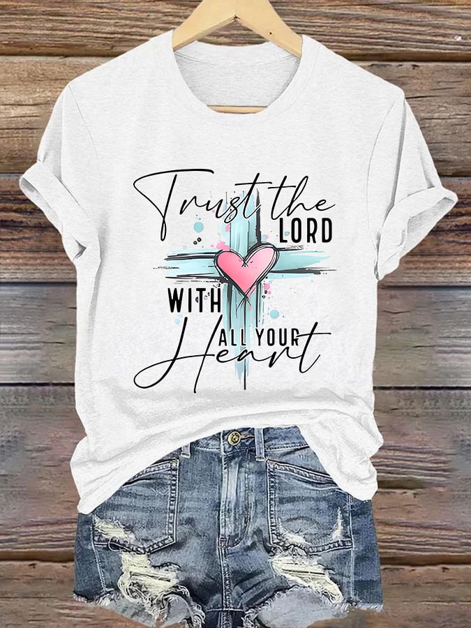 Women'S Casual Trust The Lord With All Your Heart Short-Sleeved T-Shirt