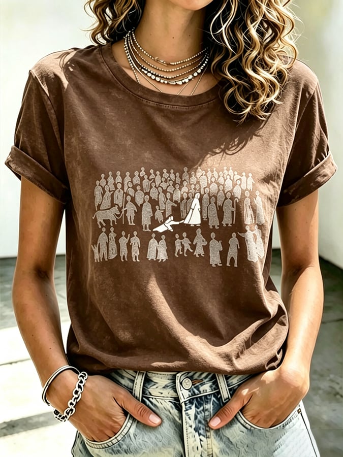 Women's  Faith Cross  Take Heart My Daughter Your Faith Has Made You Well Print Top