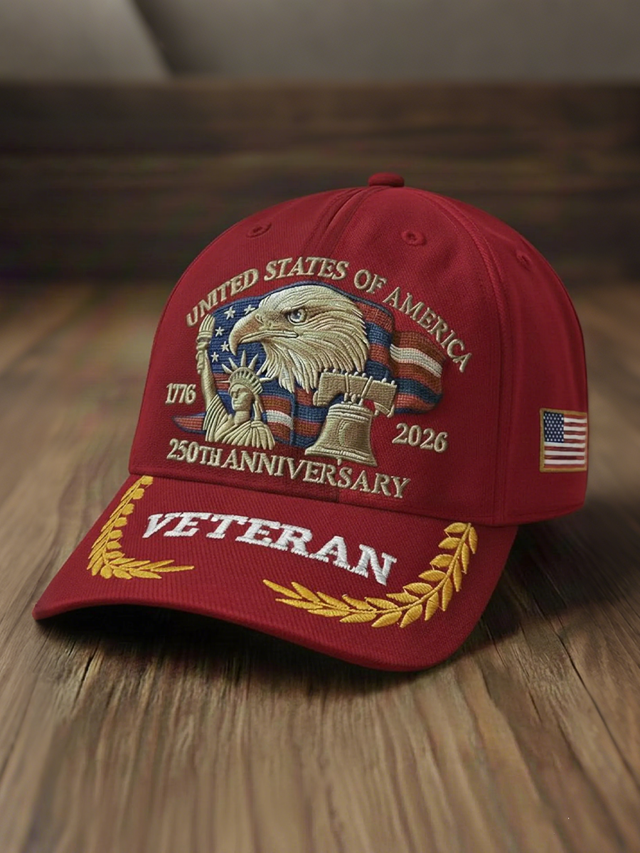 Casquette patriotique brodée aigle chauve vétéran 250e anniversaire des États-Unis