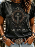 Women's  Retro Faith Jesus Is King  Print T-shirt