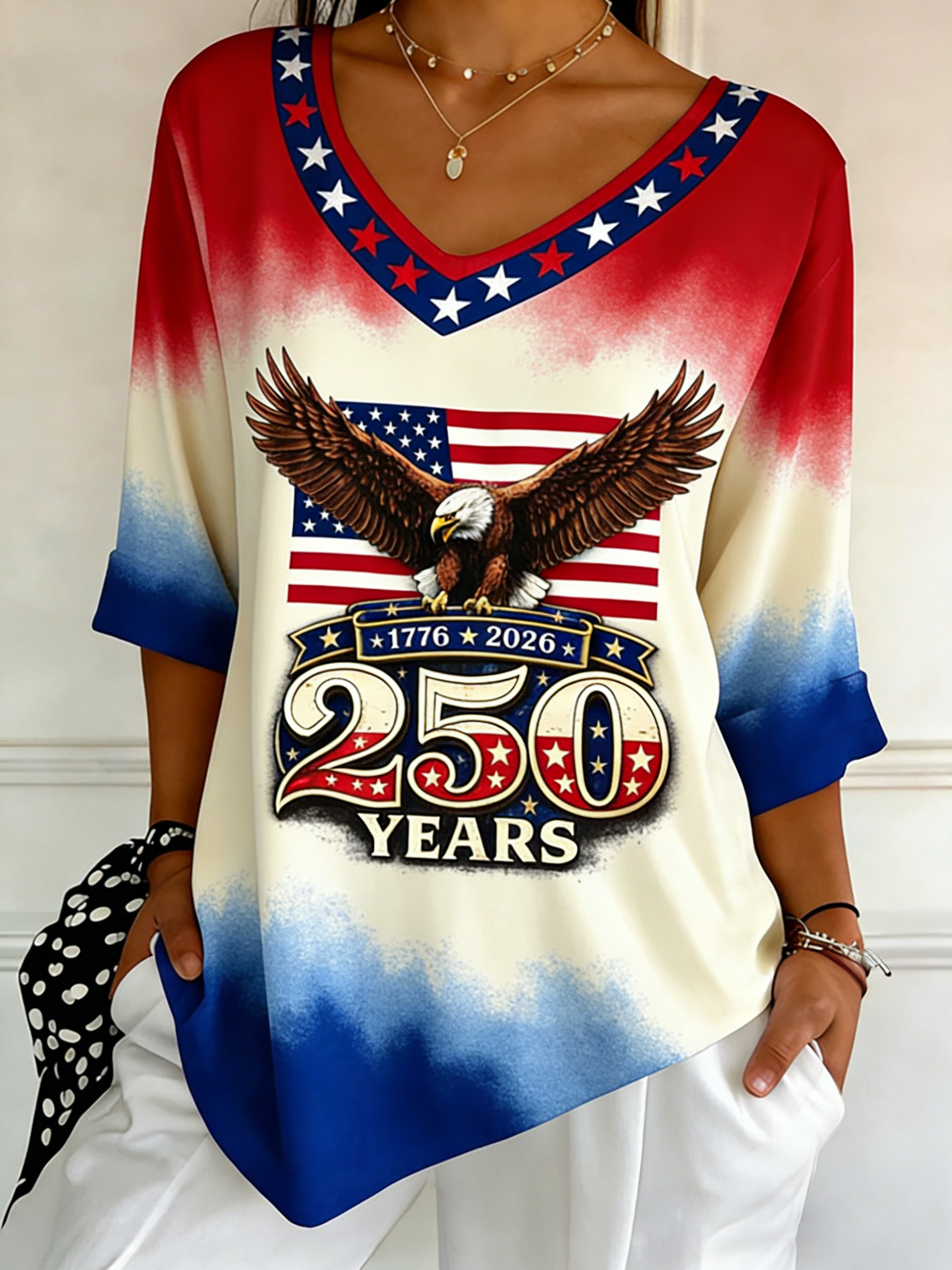 Haut col en V Ombre Aigle 250 ans 1776-2026