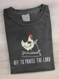 Women's "OFF TO PRAISE THE LORD" Graphic Crew-Neck Short-Sleeve T-Shirt