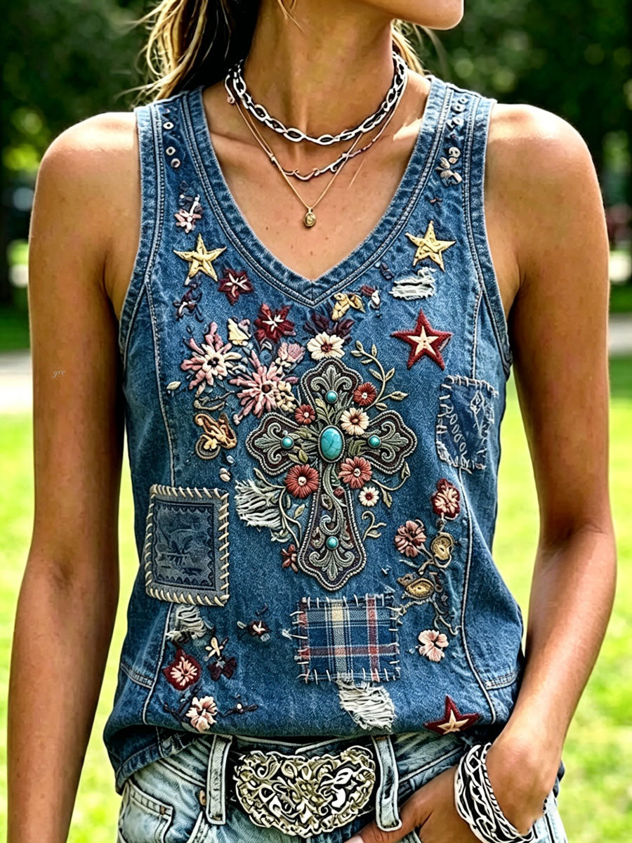 Women'S Western Style Faith Sleeveless T-Shirt