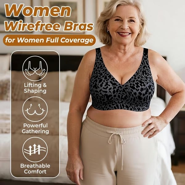 🏆LAST DAY SALE 49% OFF 🔥Super Firming Retro Leopard Print Bra | Women Wirefree Bras 👍No More Sagging Breasts