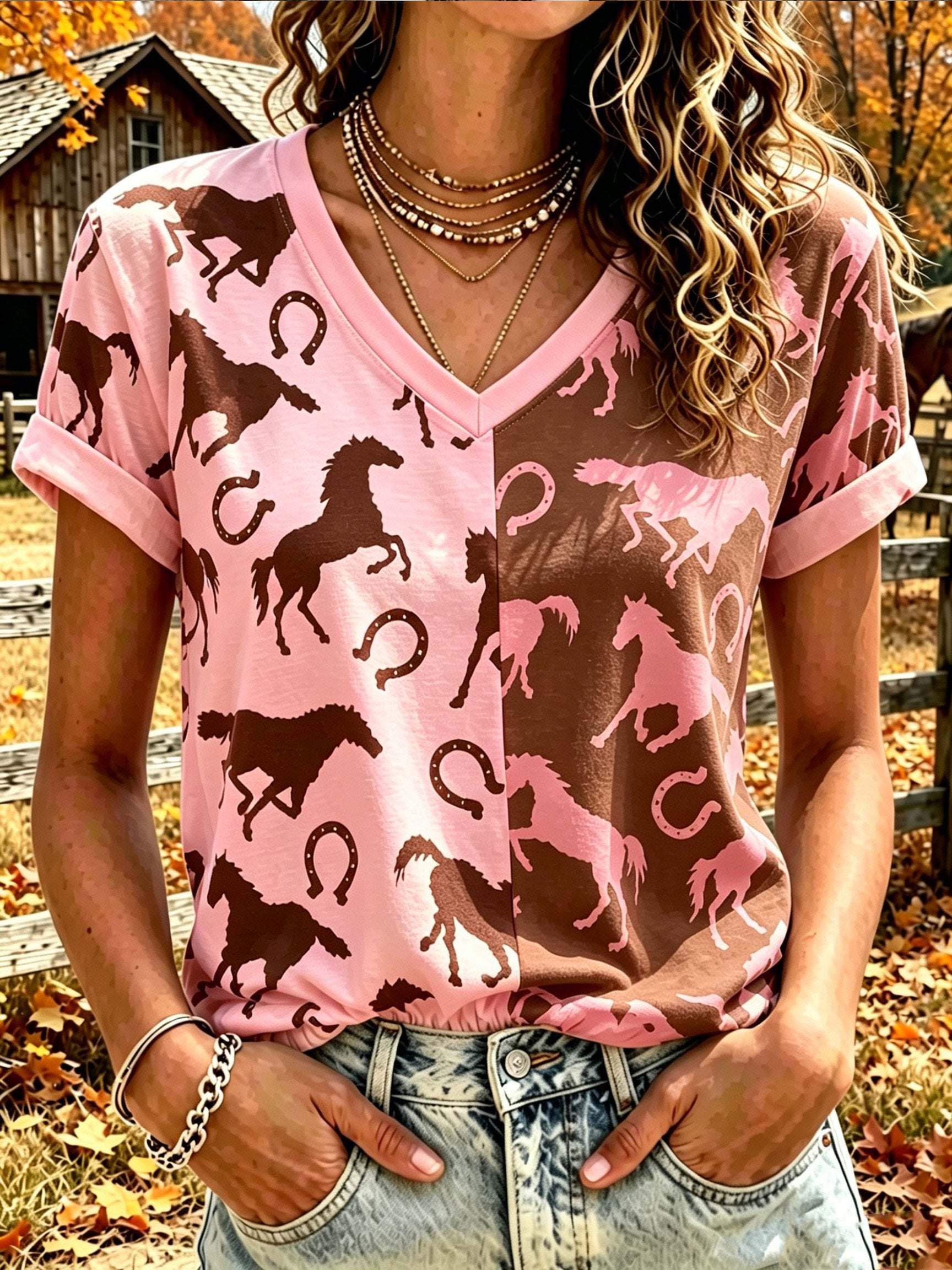 Women's Vintage Western-Style Printed Casual Top