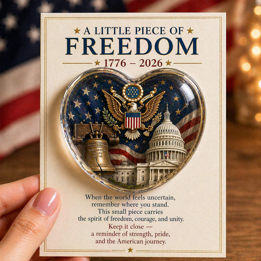 “A Little Piece of Freedom” USA 250th Anniversary Heart Keepsake Ornament (1776–2026) – Patriotic Memorial Gift