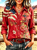 Damen-Langarmshirt mit Western-Glaubenskunst-Print