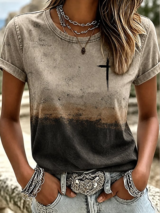 Damen T-Shirt mit Retro-Western-Glaubensdruck