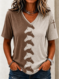 Damen T-Shirt im Westernstil mit Kreuz-Print und V-Ausschnitt