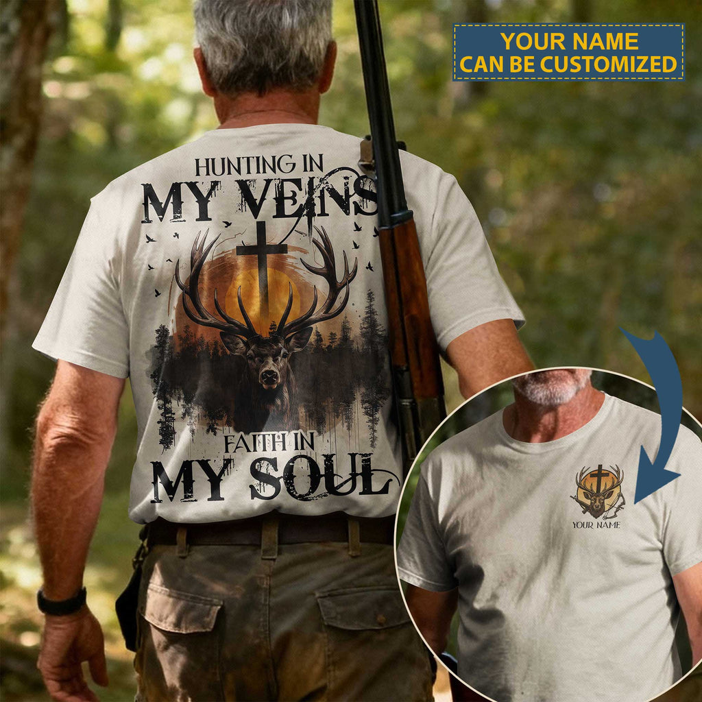 Hunting In My Veins Faith In My Soul All Over Print Custom Name T-Shirt