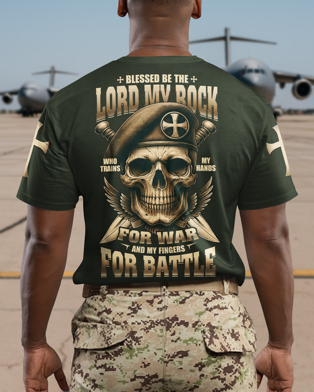 Blessed Be The Lord My Rock Who Trains My Hands For War T-Shirt