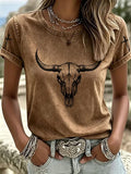 Damen Western Horse Art Faith Farbverlauf Bedrucktes Rundhals-T-Shirt