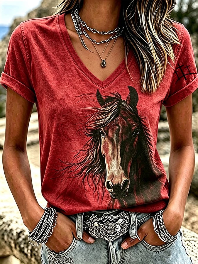 T-shirt imprimé décontracté à manches courtes pour femmes