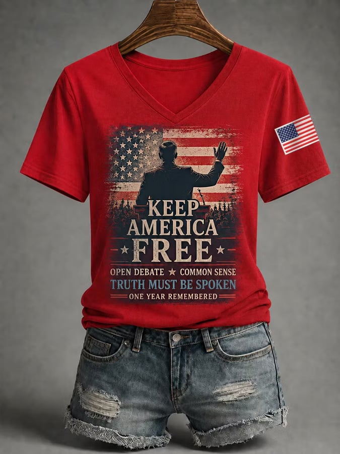 Damen Freiheit Print T-Shirt