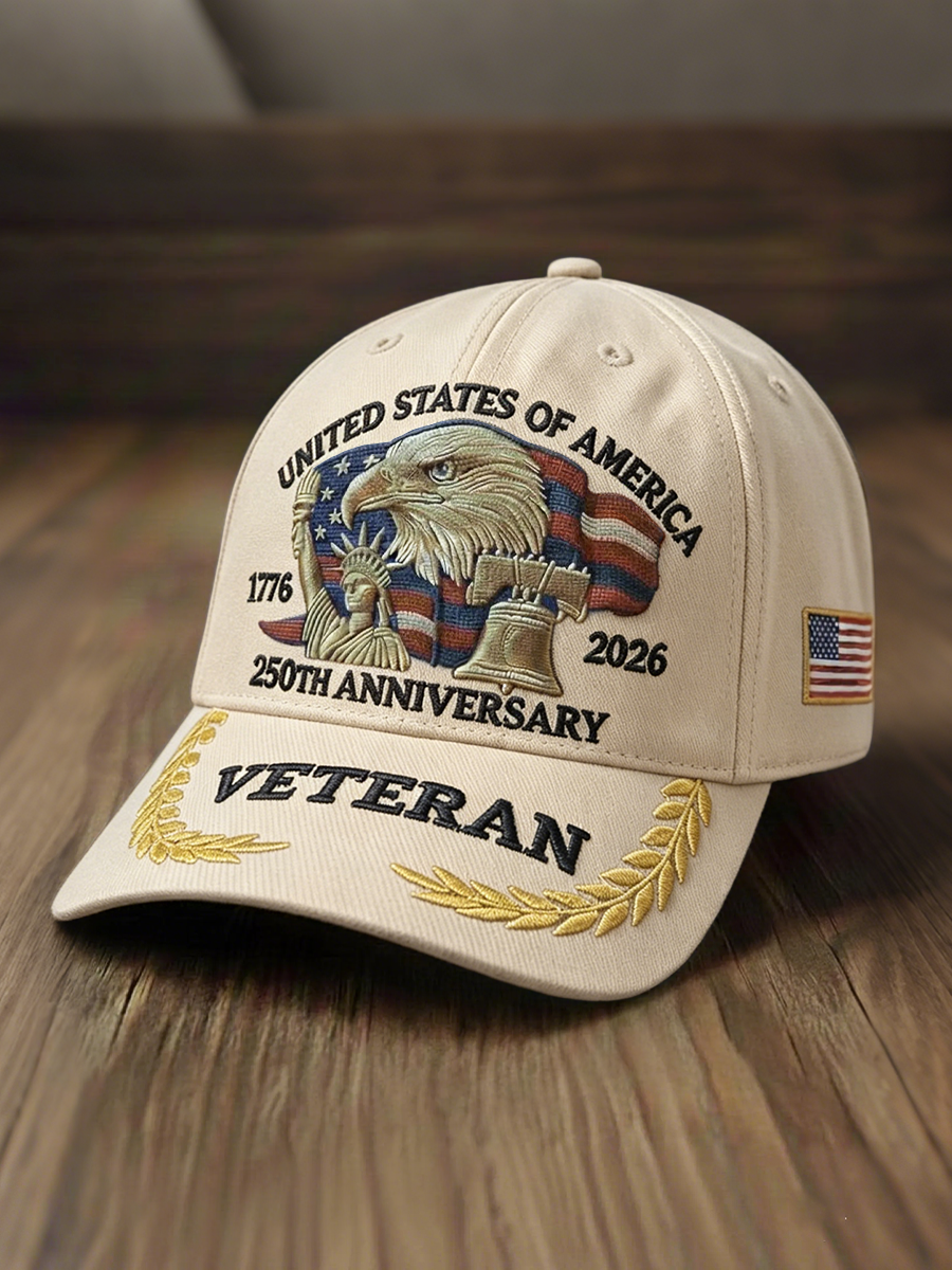 Casquette patriotique brodée aigle chauve vétéran 250e anniversaire des États-Unis