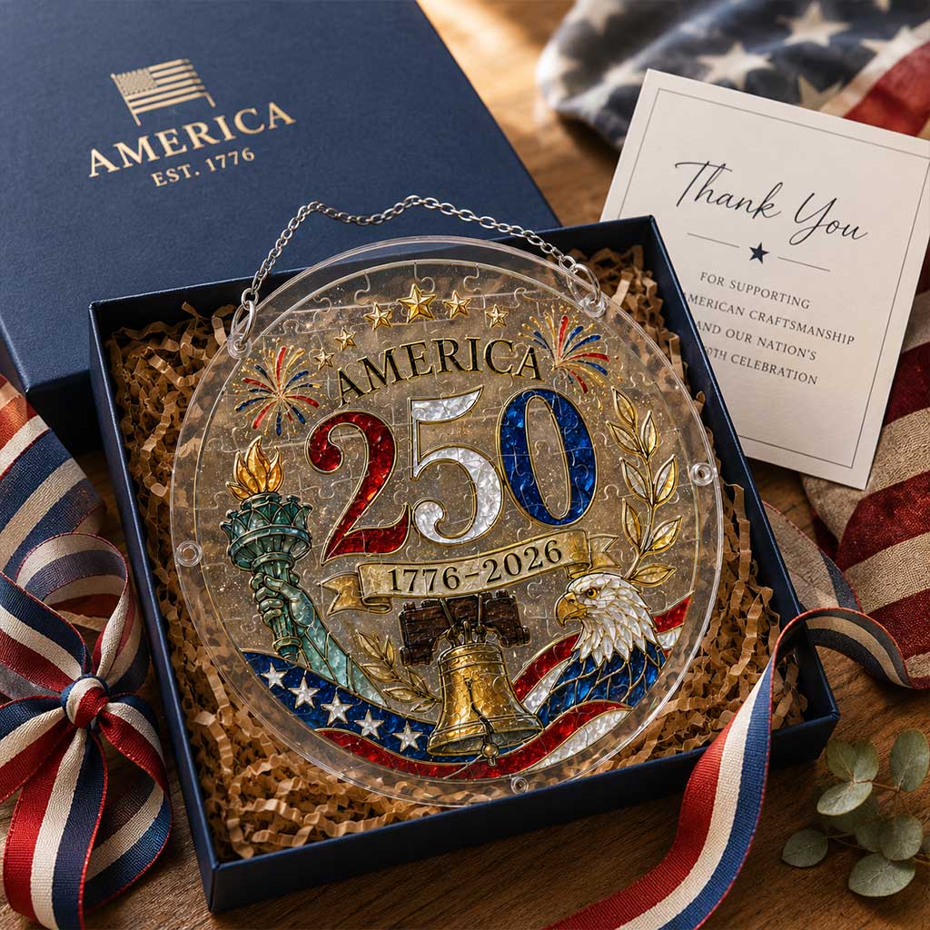 America 250th Anniversary Acrylic Puzzle Suncatcher Ornament
