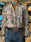 Damen Retro Western Hemd mit Muster