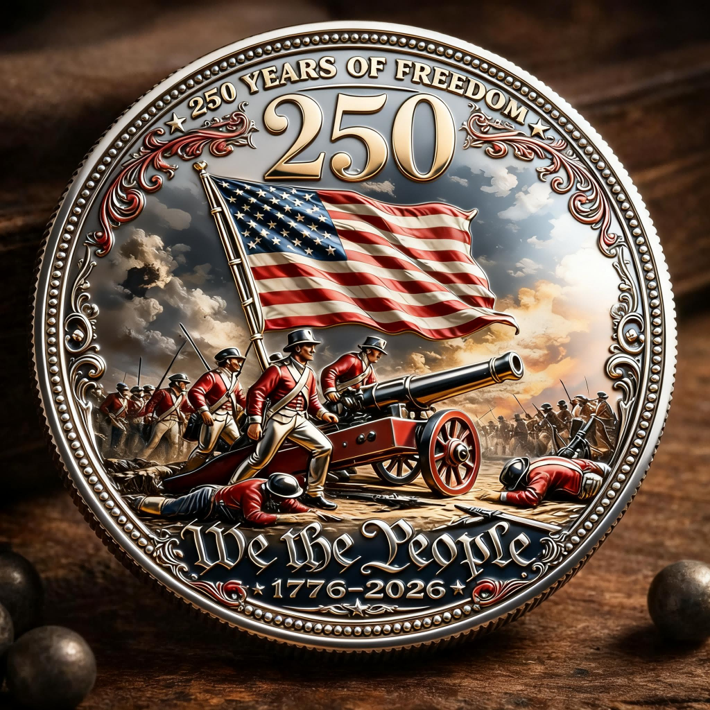 🏆Vente Flash -60% – « 250 ans de liberté » – Pièce commémorative du semi-bicentenaire de l'Amérique (1776–2026) 🇺🇸🪙