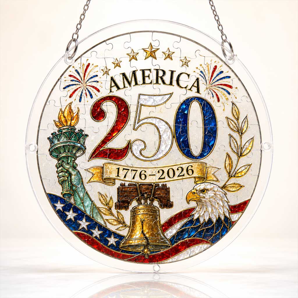 America 250th Anniversary Acrylic Puzzle Suncatcher Ornament