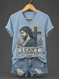 Women's Retro I Can’t  But I Know A Guy Faith  Print T-shirt