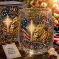 America 250 Lion de Juda Foi Chrétienne Set Cadeau Verre