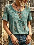 Damen-Oberteil mit Western-Print im Vintage-Stil