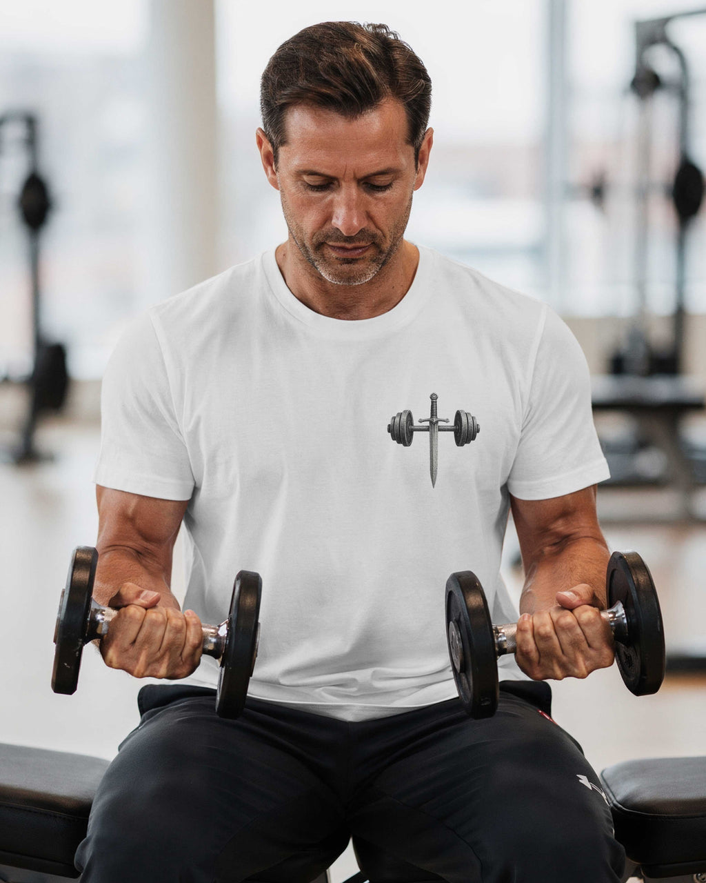 Barbell Cross Design T-Shirt