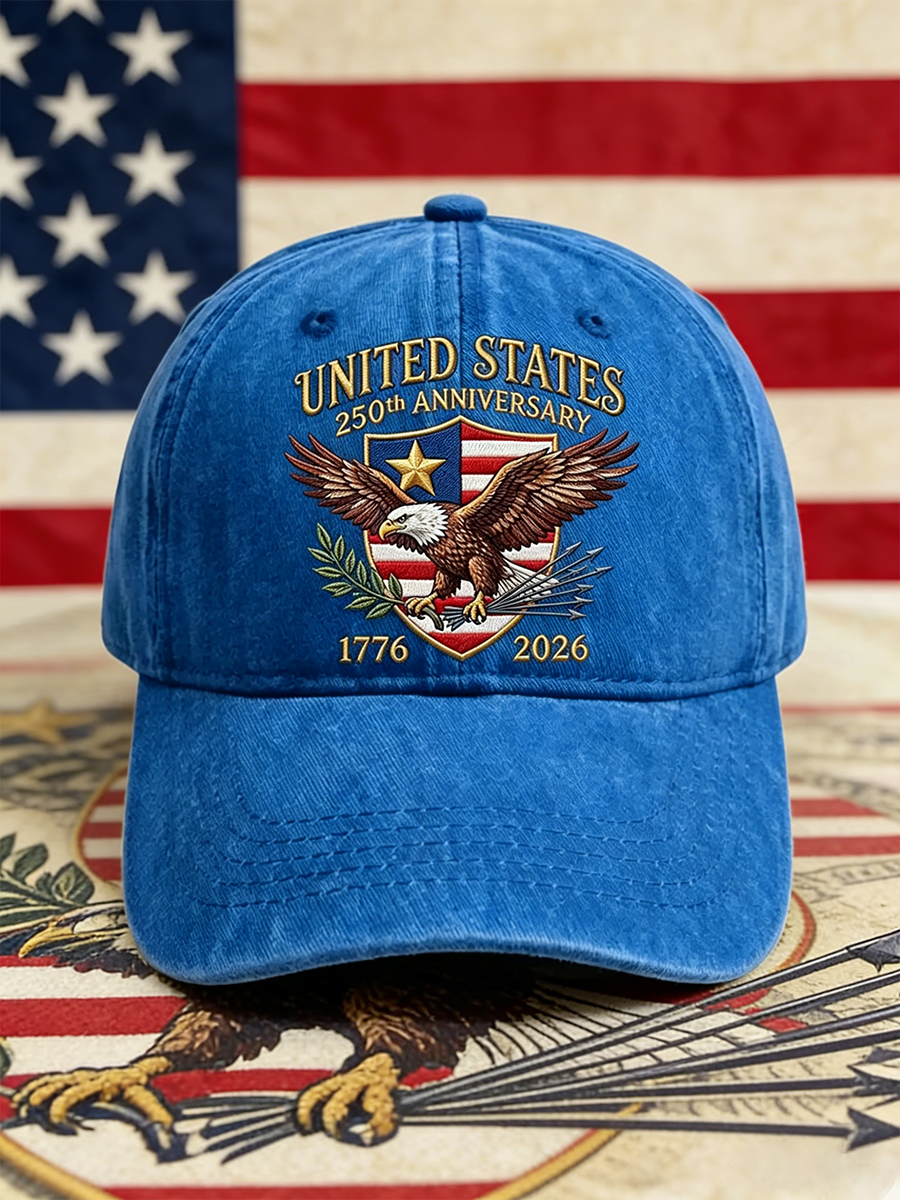 Casquette de baseball en jean délavé avec l'emblème de l'aigle chauve du 250e anniversaire des États-Unis