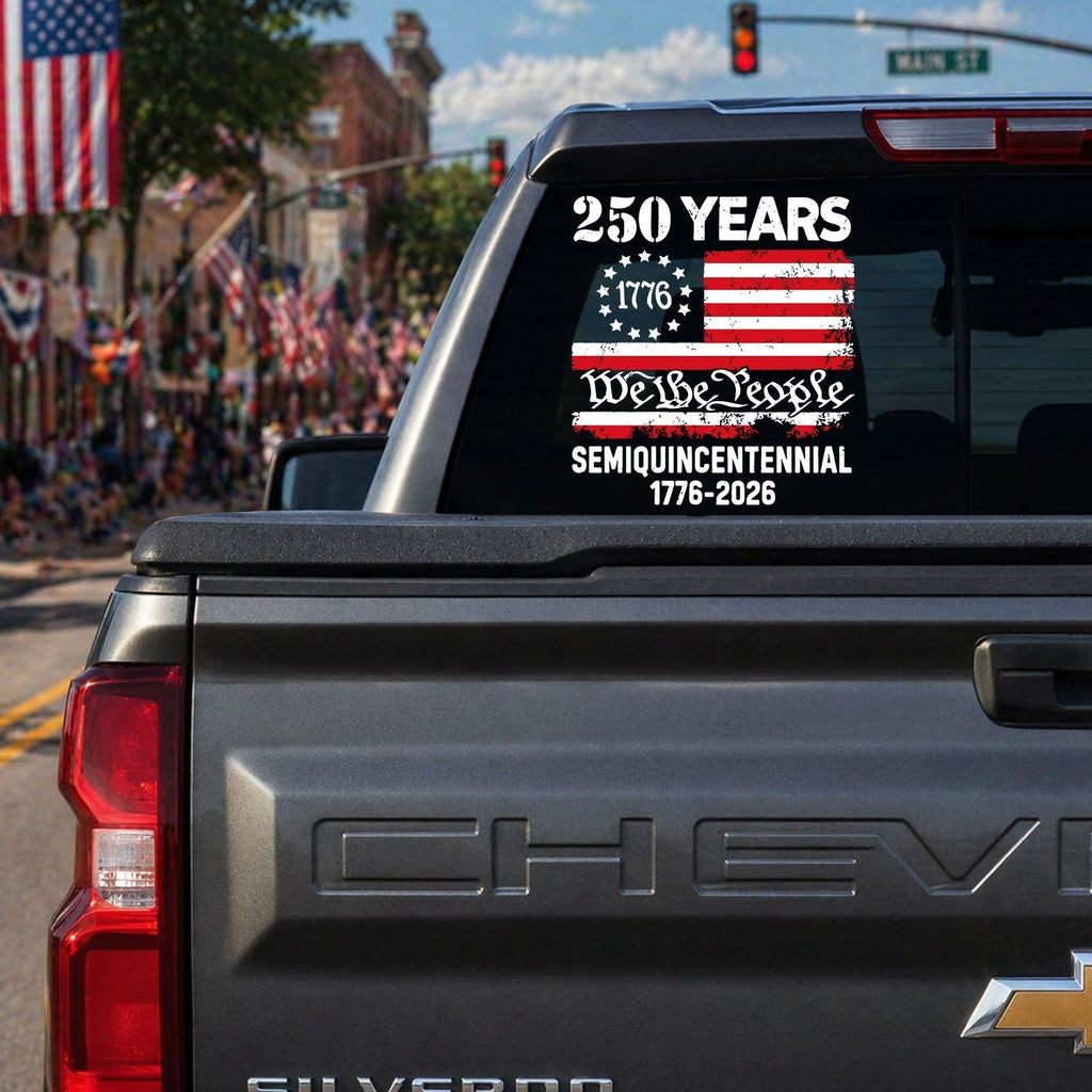 Autocollant du semi-quincentenaire 250e anniversaire Drapeau des États-Unis Nous le peuple 1776-2026