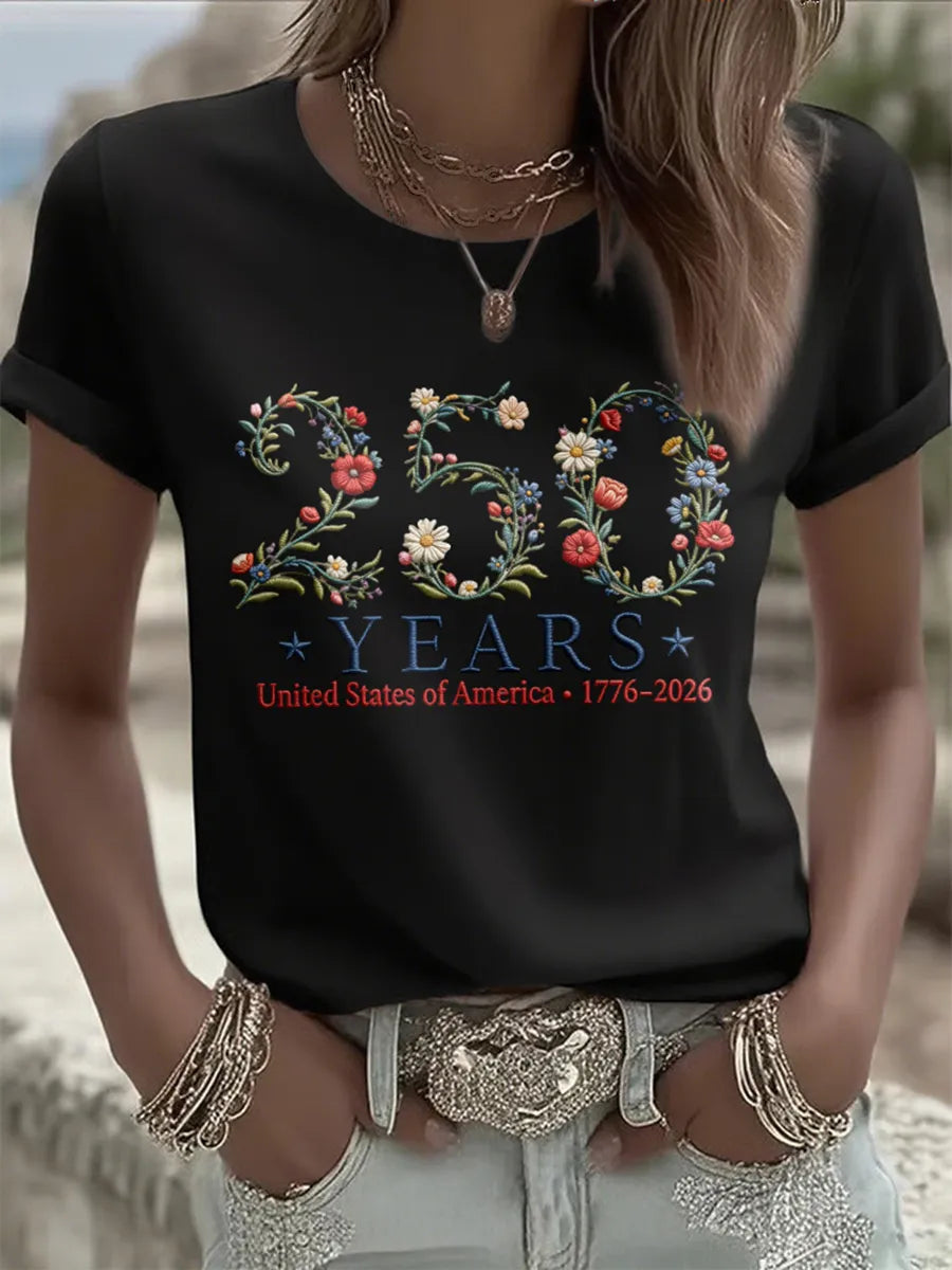 T-shirt 250 américain brodé pour femme