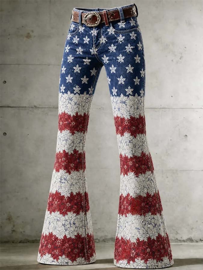 Damen Freizeithose mit Retro-Print
