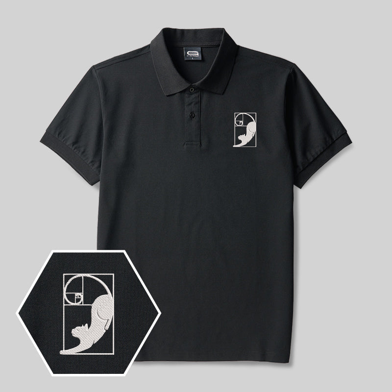 Fibonacci's Cat Geek Embroidered Polo Shirt