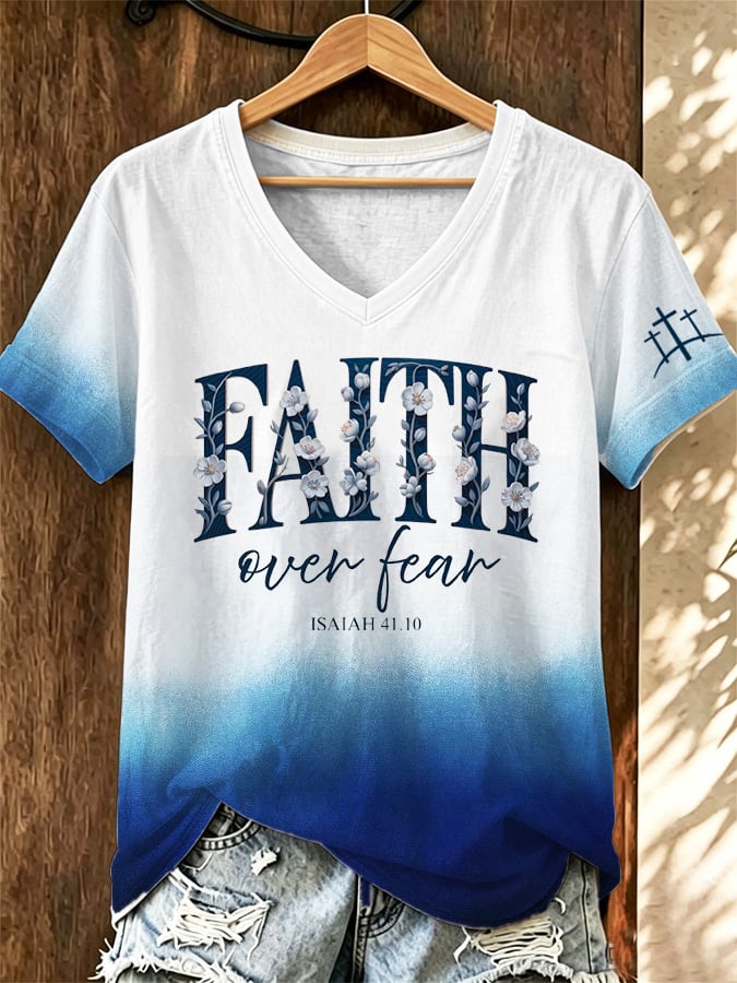 Women's Faith Over FearPrint Casual T-Shirt