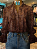 Damen Retro Lässiges Westernmusterhemd