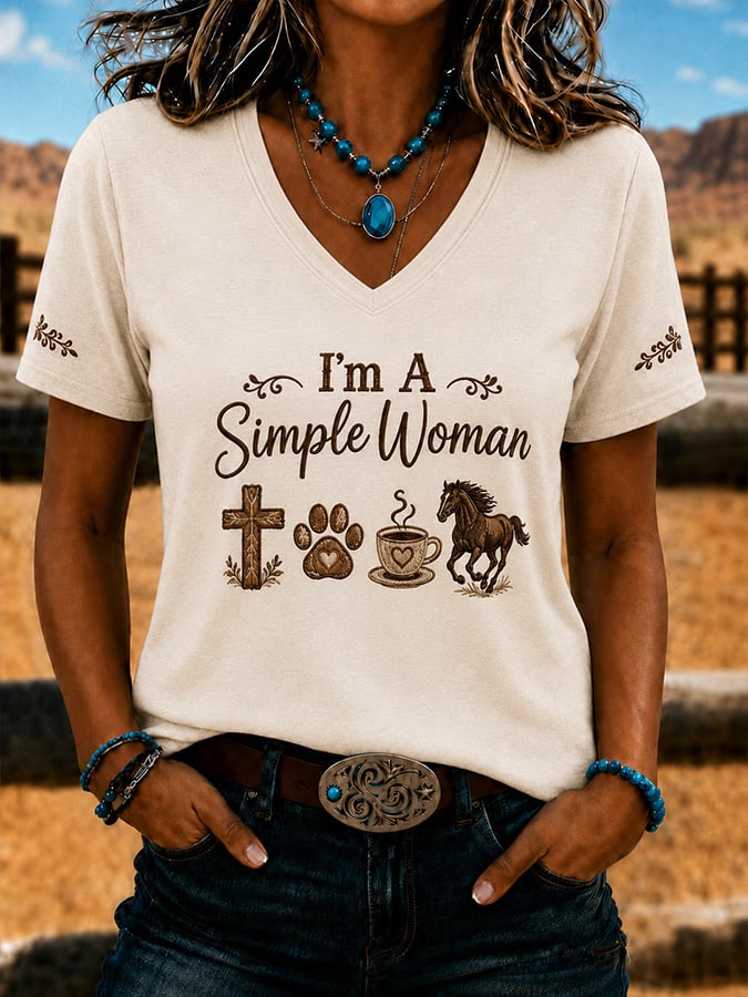 Damen Vintage Western Faith-Print Top