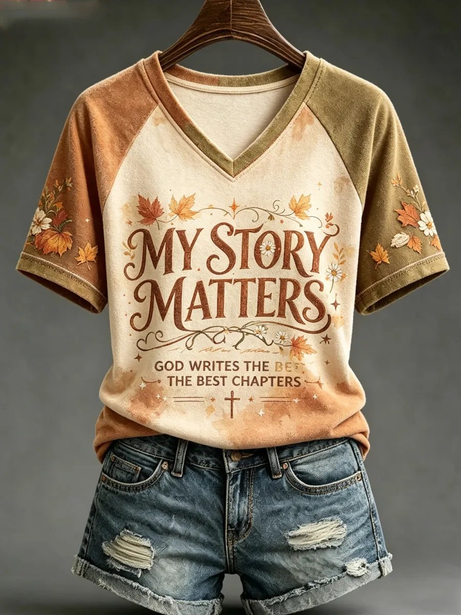 Women's Fall Casual Faith Graphic Print T-Shirt