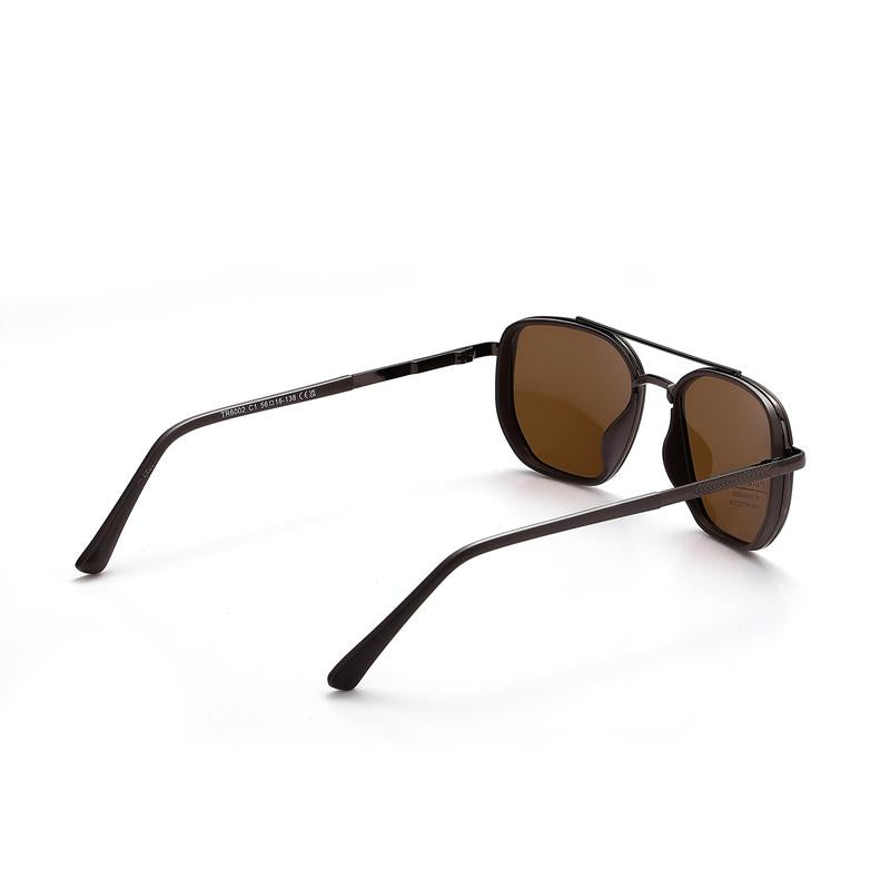 Men’s Geometric Double-Bridge Polarized Sunglasses – Retro Metal Frame Shades