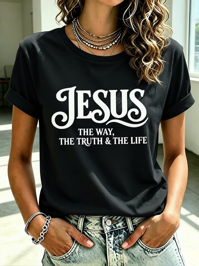 Women's  Faith Cross  Jesus The Way, The Truth & The Life Print Top