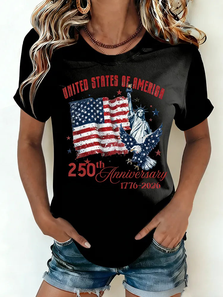T-shirt Patriotique Vintage Aigle Statue de la Liberté 250ème Anniversaire USA