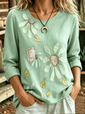 Langärmliges Damen-T-Shirt im Western-Stil mit Aufdruck