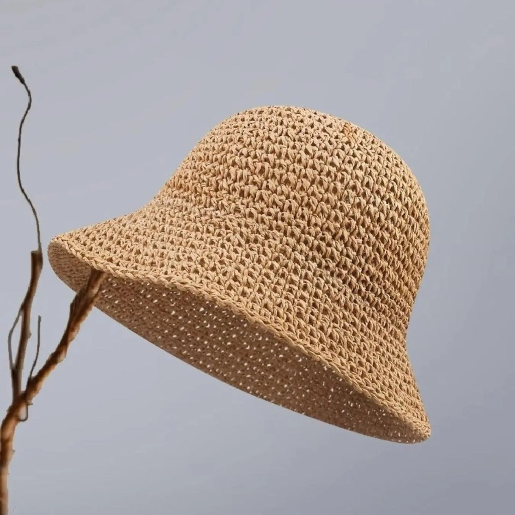 Chapeau bob en paille tissée à la main pour femme – Chapeau d'été respirant