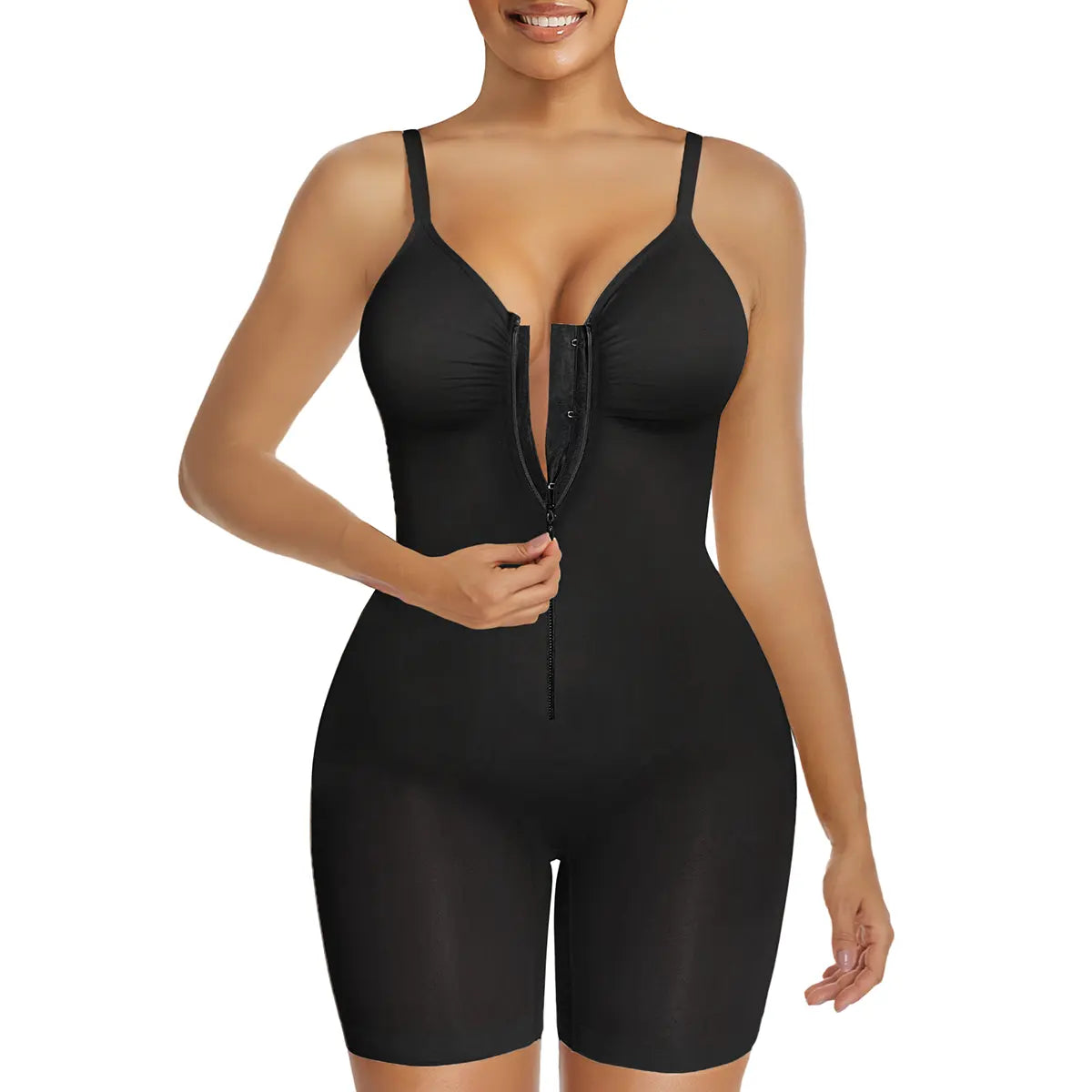 Body gainant zippé pour femme | Façonneur de corps sans couture avec contrôle du ventre
