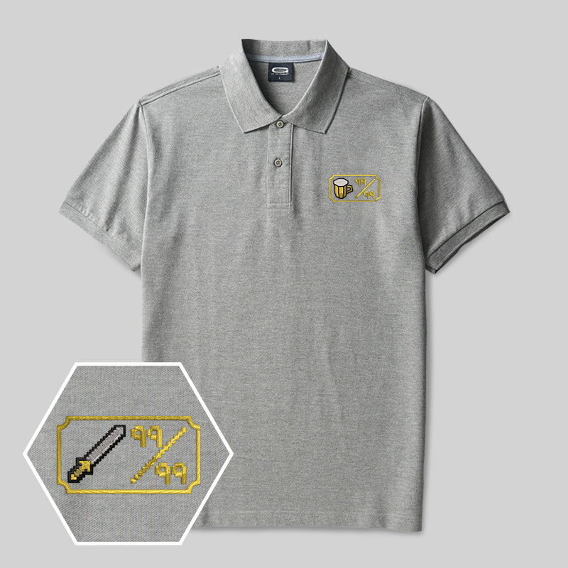 Personalized Pixel Skill 3 Geek Embroidered Polo Shirt