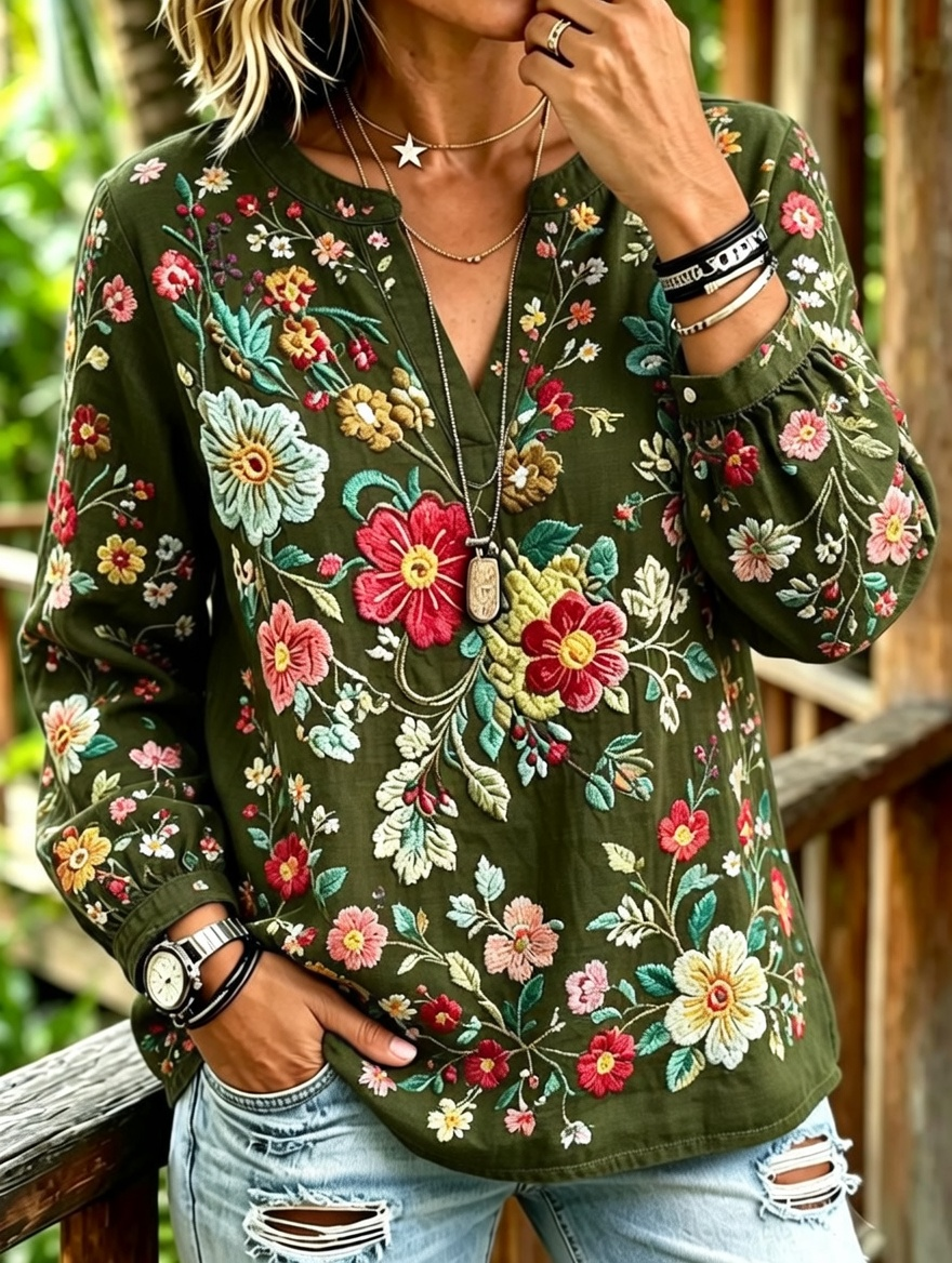 Haut décontracté à imprimé floral pour femme