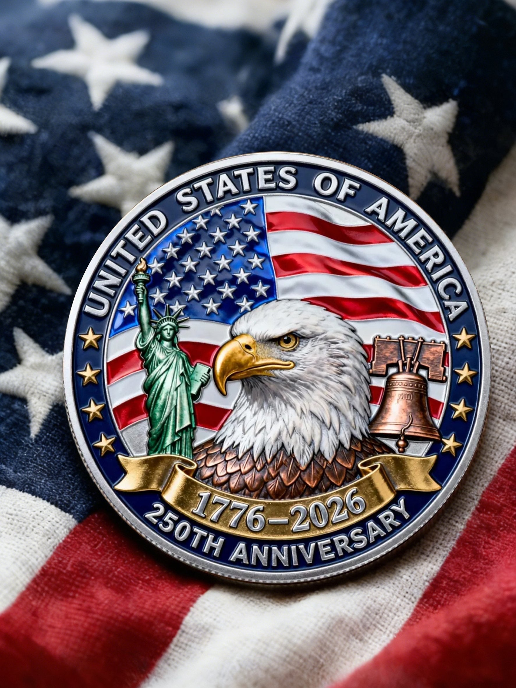 Gott segne Amerika 250. Jahrestag der Vereinigten Staaten Große Münze Gedenkmünze