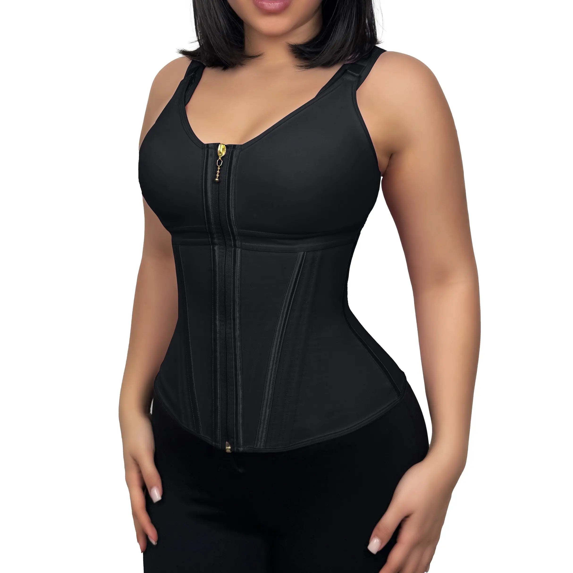 Corset serre-taille zippé avec soutien-gorge intégré
